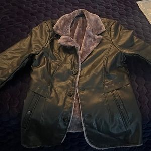 Medium men’s pleather jacket w Sherpa inside liner new in bag